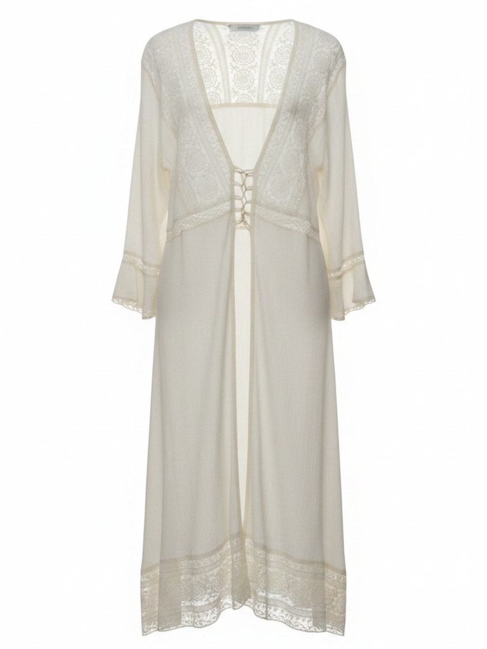 UMGEE Boho Lace Crochet Hi-Low Kimono Cover Up Med Duster Layer Cottage Festival